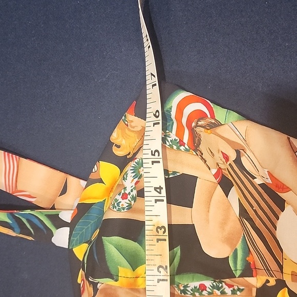 NWOT Belle Poque Summer Dress Bold Print Pin Up Girls Hibiscus Island Sz Med - Picture 10 of 12